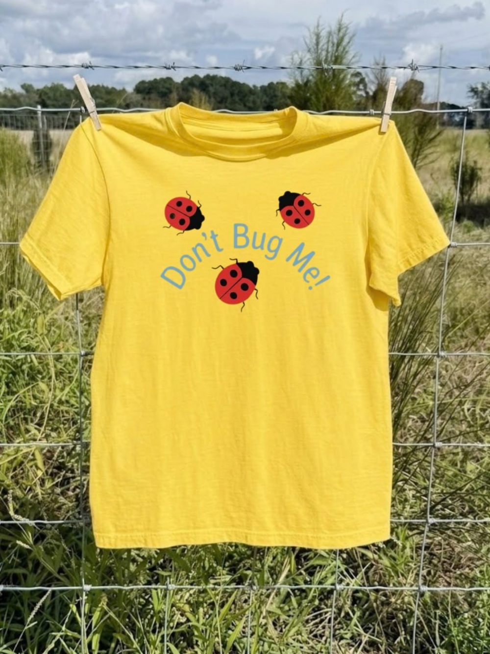 Yellow "Don't Bug Me!" Ladybug Graphic Tee